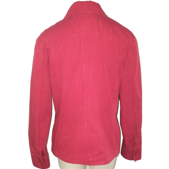H&M Red 100% Cotton Jacket Big Pockets Unlined Lightweight Distressed 14 - Picture 5 of 8